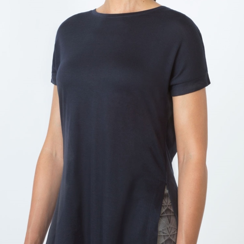 Pixel Side Split Tee - Navy